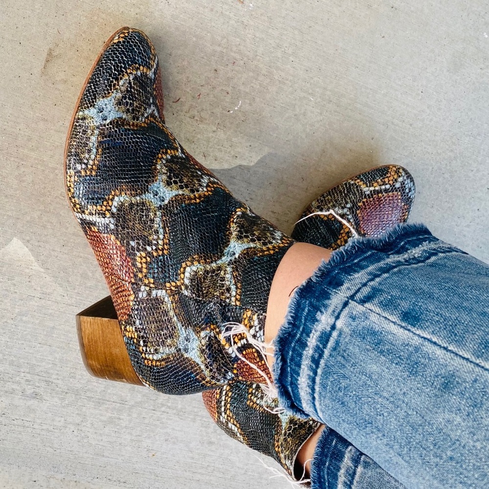 Parker Bootie, Python Print On Leather, Wood Heel - image 7